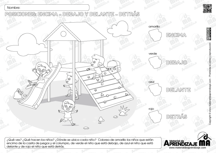 Encima Debajo Y Delante Detr S Posiciones Material De Aprendizaje