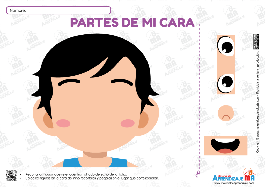 Las Partes De La Cara: Ficha Imprimible Para Niños De 4 Años : Material ...