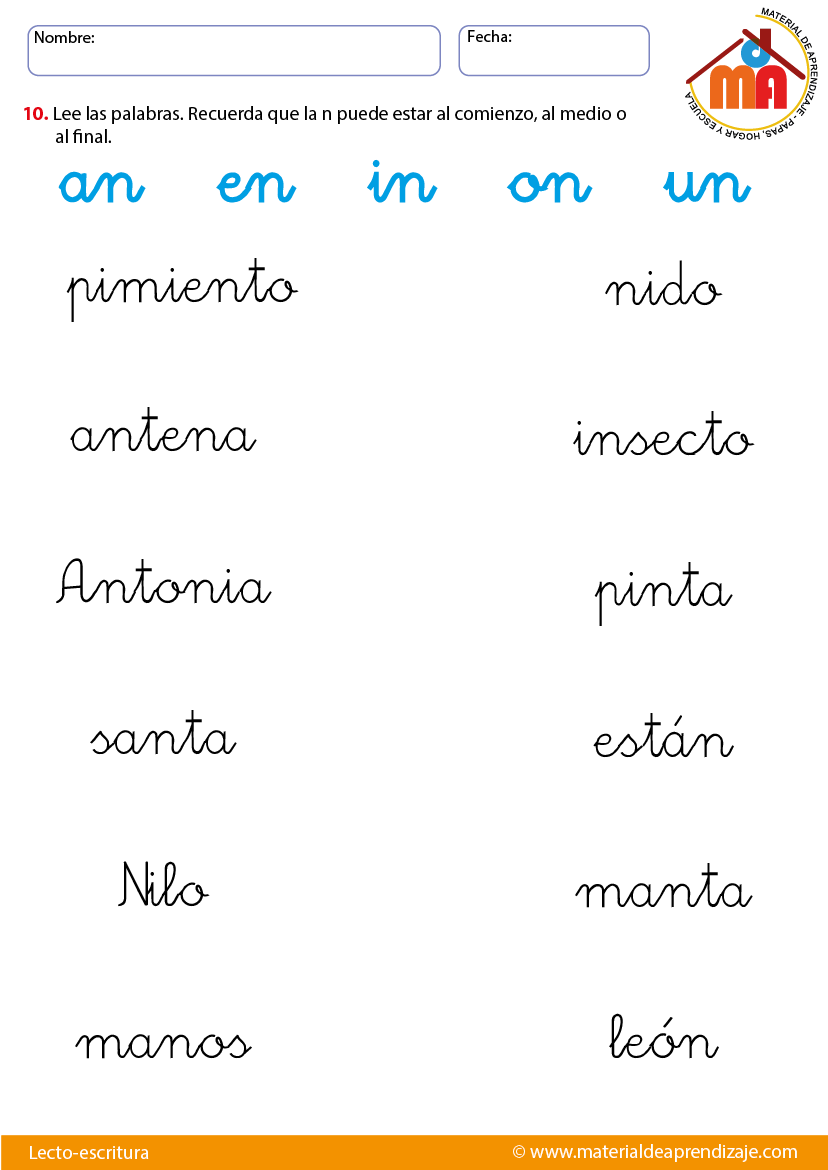 Palabras Con Nu Intermedia Palabras Español España 