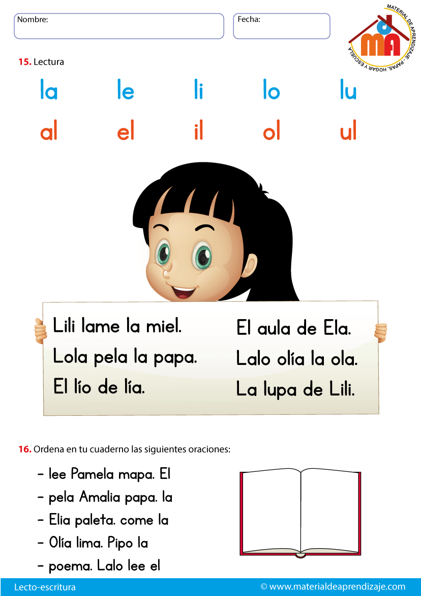 Palabras con la letra L : Actividades y ejemplos para niños