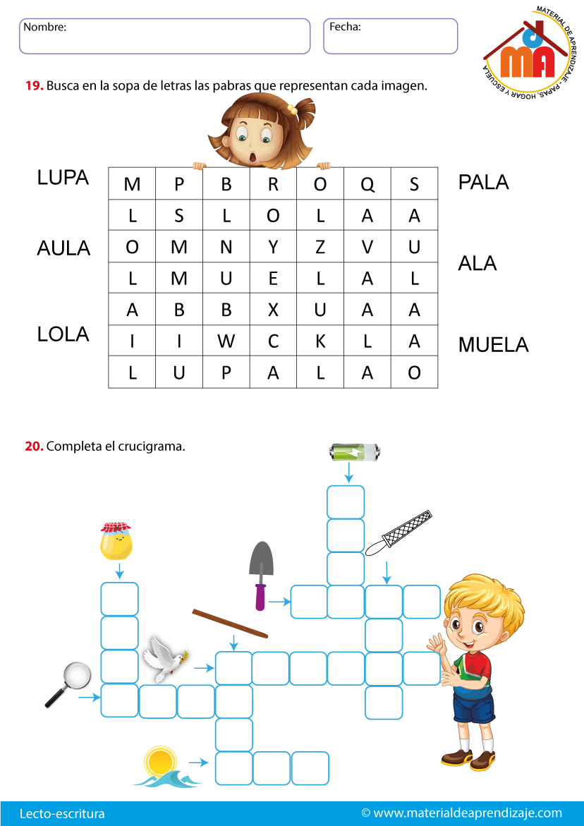Aprender la letra L - Fichas de Letras Consonantes para Imprimir (PDF)