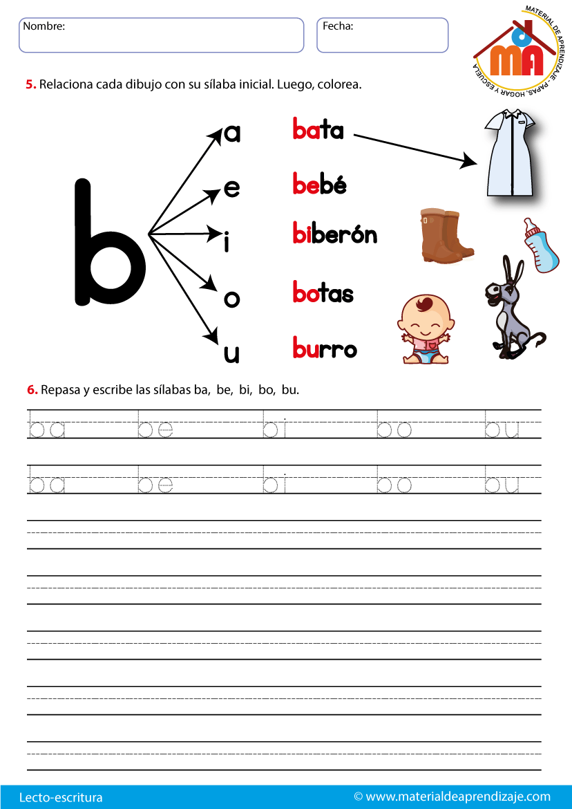 La letra B: Lecto-escritura “Material de aprendizaje” : Material de  Aprendizaje