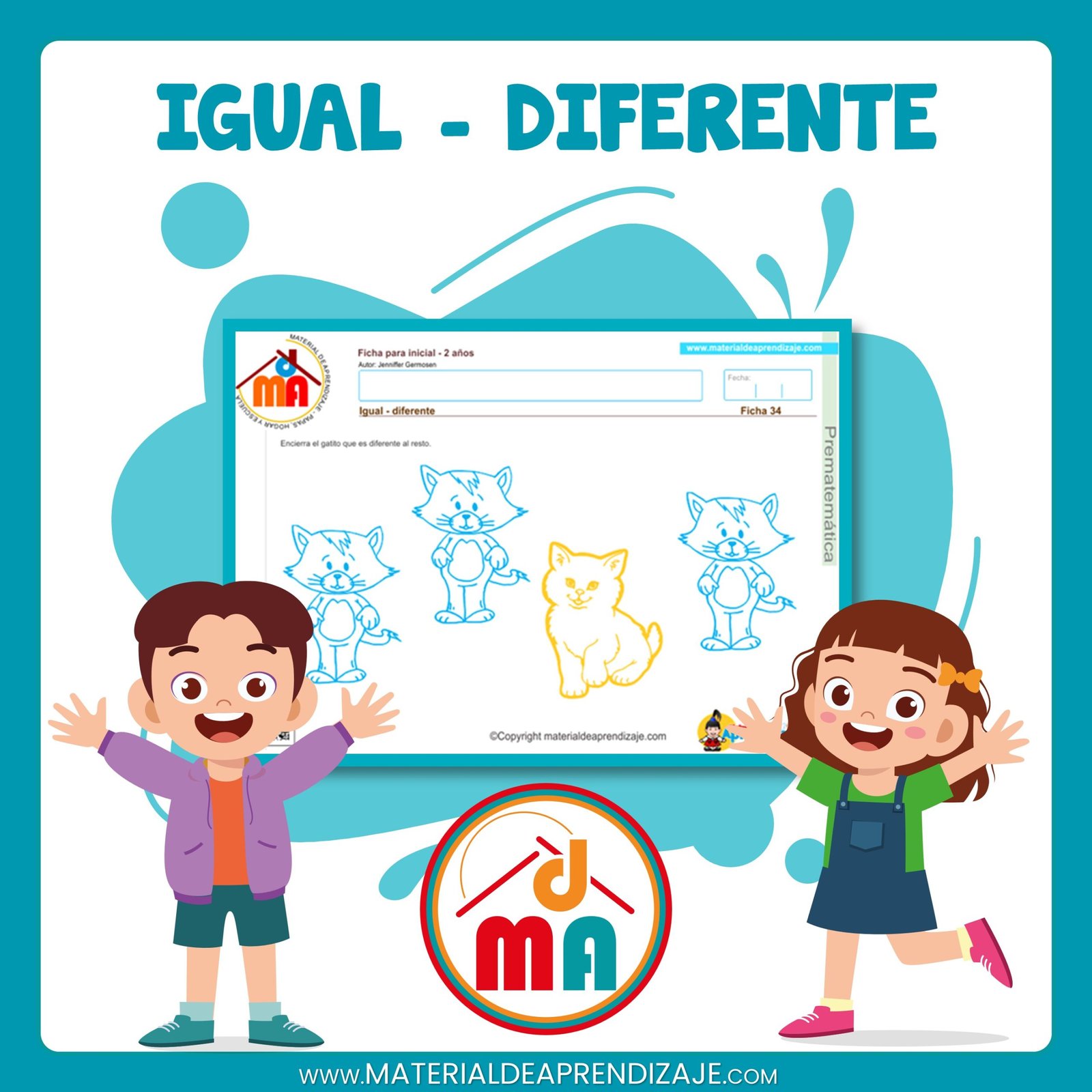 Prematemática 2 años 34: Igual - diferente 1 34 prematematica 2 anos igual diferente scaled