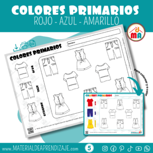 Aprendiendo los Colores Primarios: Fichas para niños de 5 años