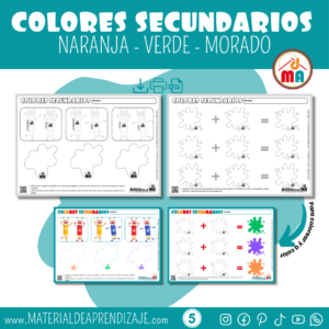 Aprendiendo los Colores Secundarios: Fichas para niños de 5 años