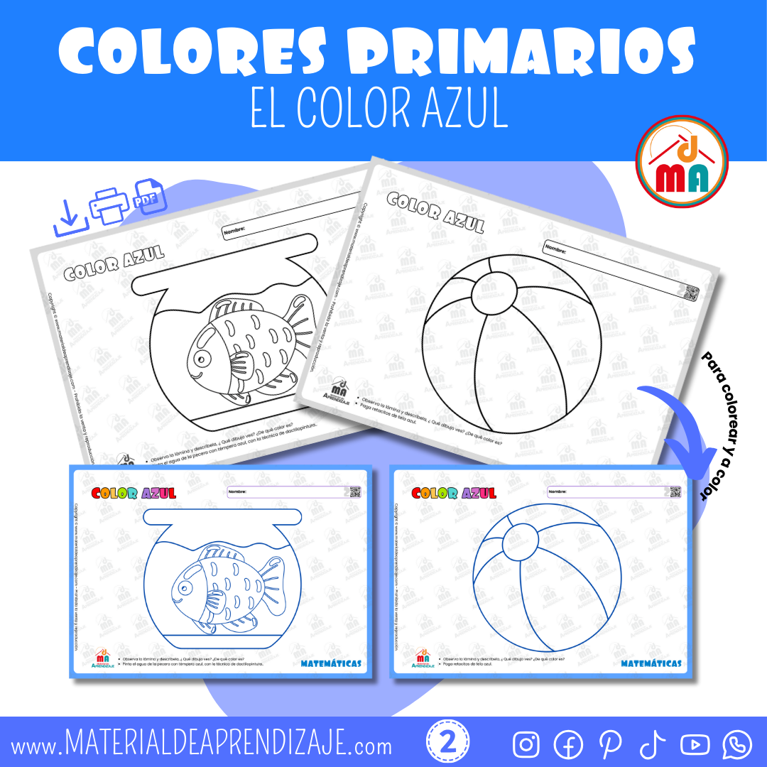 Color Azul: Matemáticas 2 años 🖌️🐟