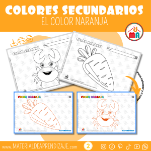 Fichas de actividades para aprender el color naranja con un cangrejo para pintar con esponja.