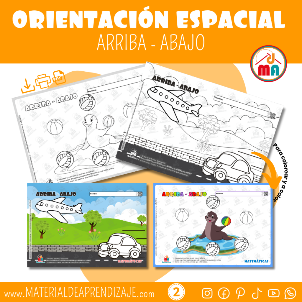 Fichas de Arriba y Abajo | Nociones de Orientación Espacial para Niños