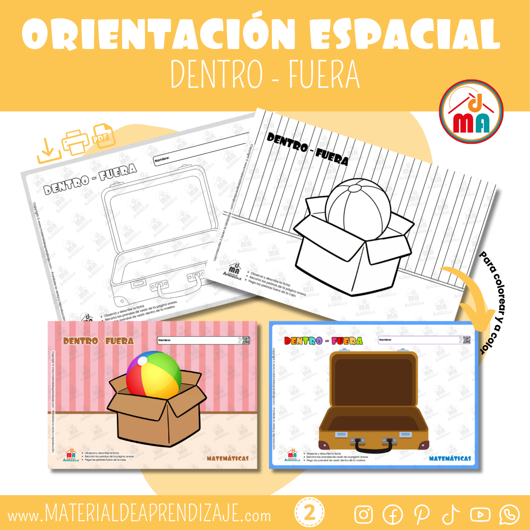 Fichas de Dentro y Fuera | Nociones de Orientación Espacial para Niños