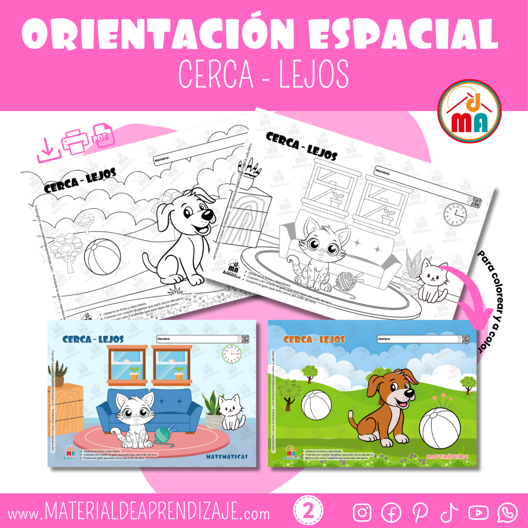 Fichas de Cerca y Lejos | Nociones de Orientación Espacial para Niños