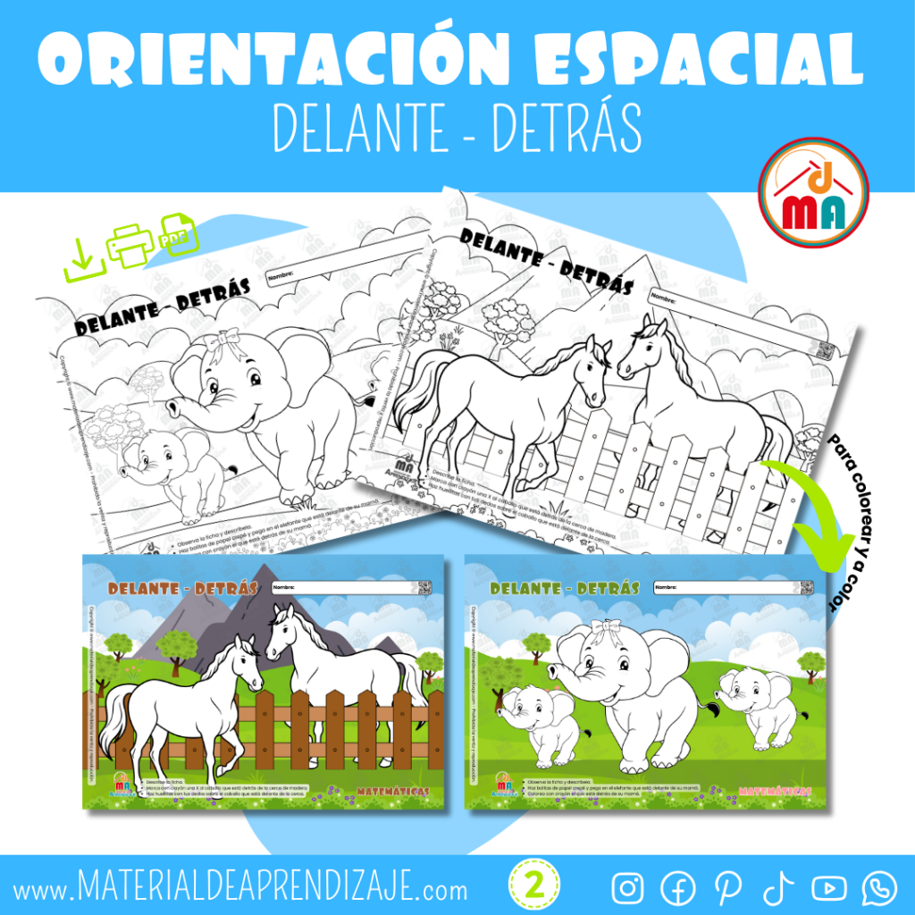 Fichas de Delante y Detrás | Nociones de Orientación Espacial para Niños de 2 Años