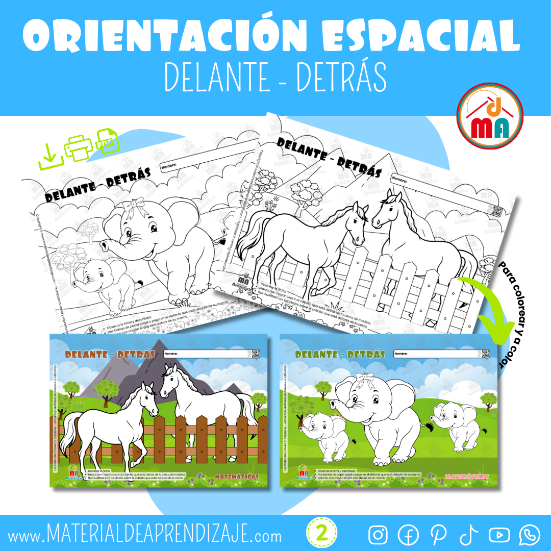 Fichas de Delante y Detrás | Nociones de Orientación Espacial para Niños de 2 Años