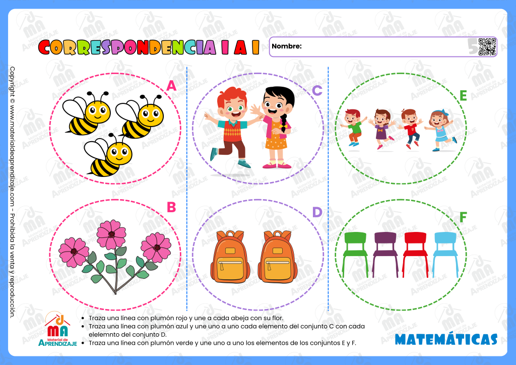 Fichas de Correspondencia Uno a Uno para Niños de 5 Años ¡Recurso Gratuito! 1 Correspondencia 1 a 1 5 años (1)
