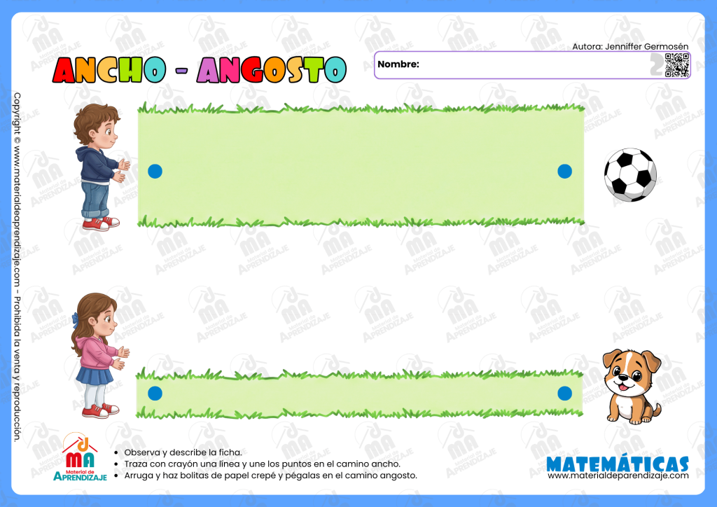 Fichas de Ancho y Angosto para Niños de 2 Años - Material de Aprendizaje