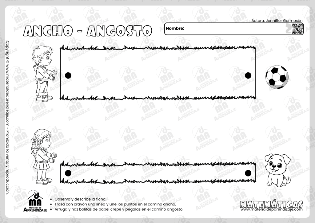Fichas de Ancho y Angosto para Niños de 2 Años - Material de Aprendizaje
