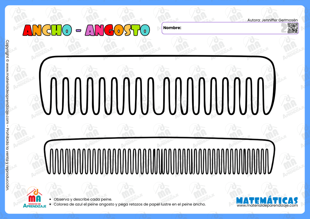 Fichas de Ancho y Angosto para Niños de 2 Años - Material de Aprendizaje