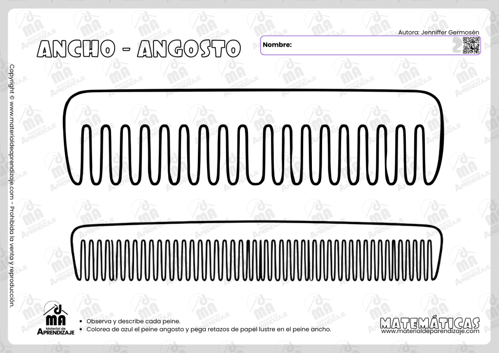 Fichas de Ancho y Angosto para Niños de 2 Años - Material de Aprendizaje