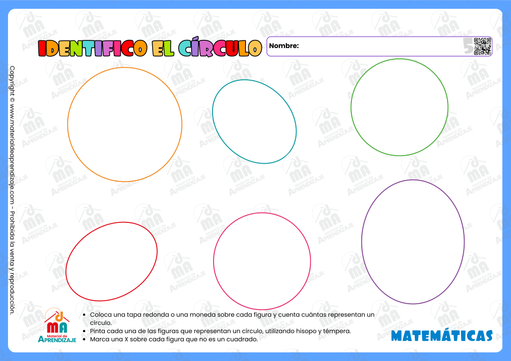 Fichas del círculo para niños de 5 años